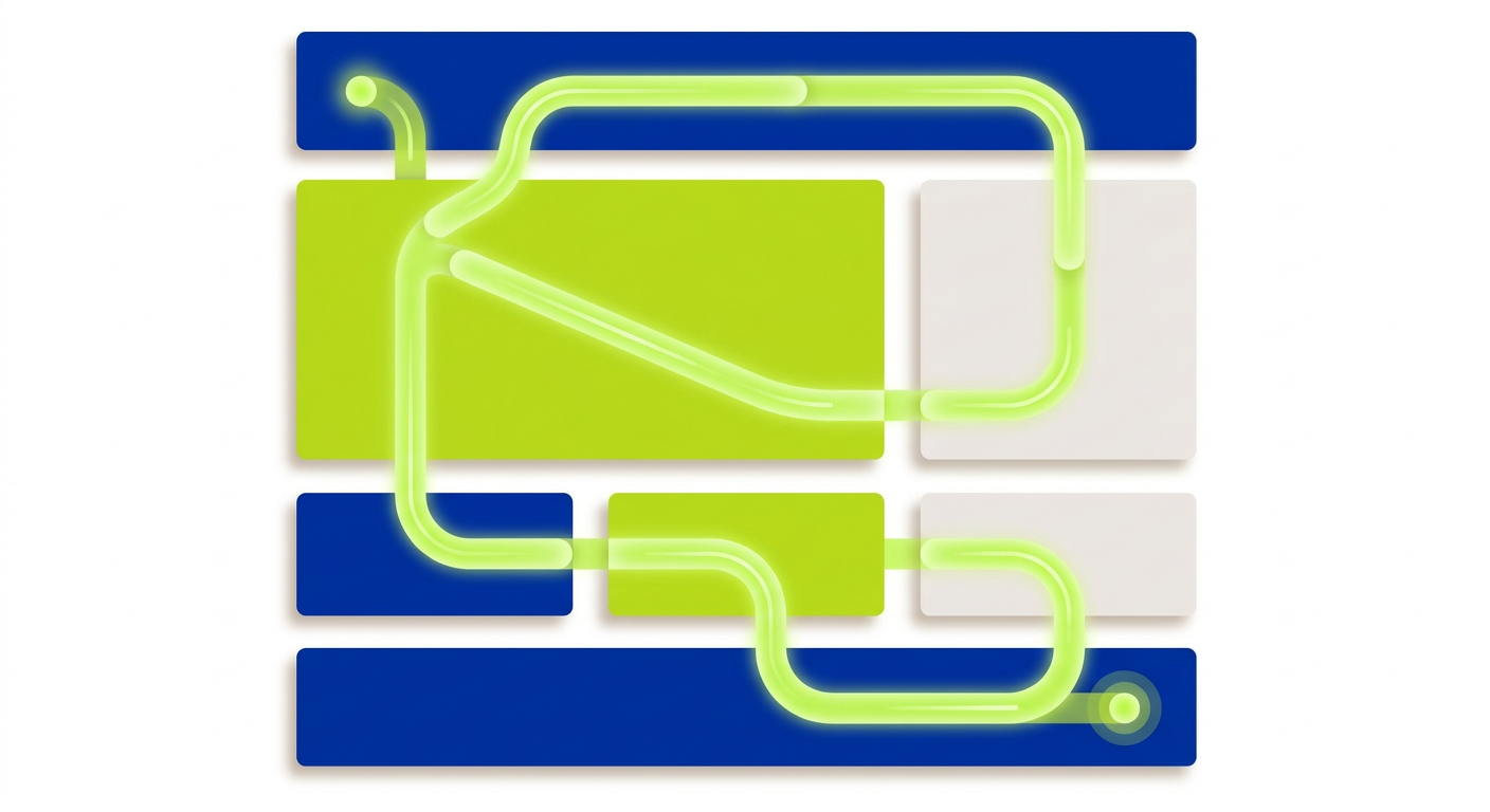 Diagram illustrating a clean visual hierarchy and sequential movement across content blocks.