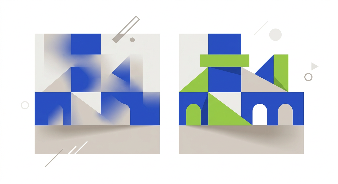 Abstract graphic comparing low visual contrast side by side with high visual contrast.