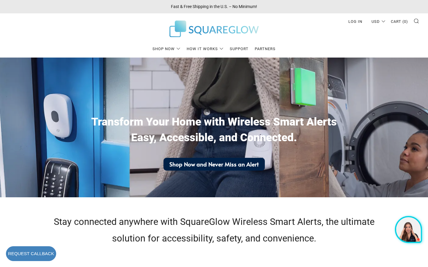 Homepage design for SquareGlow